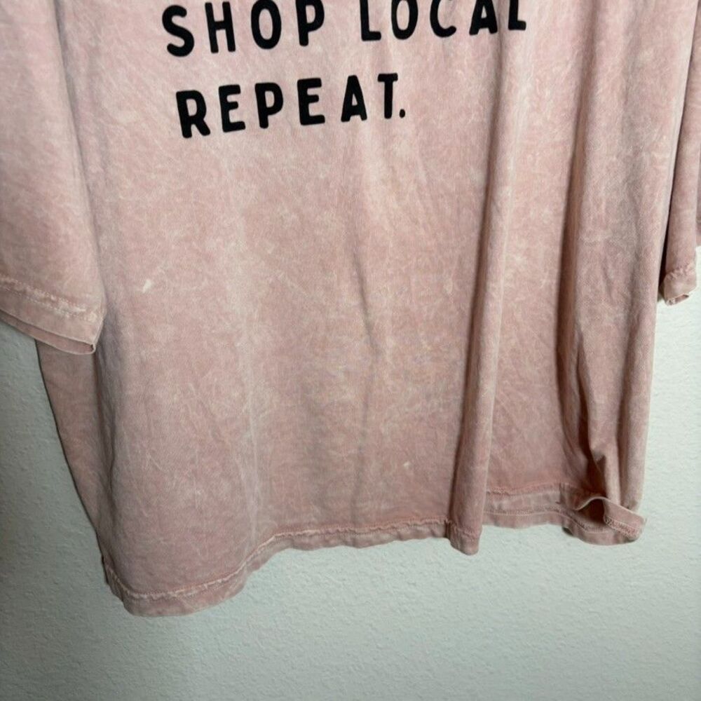 Oat Collective T-Shirt Women's XL Cropped Pet Dogs Shop Local Repeat Pink Top - Picture 4 of 8